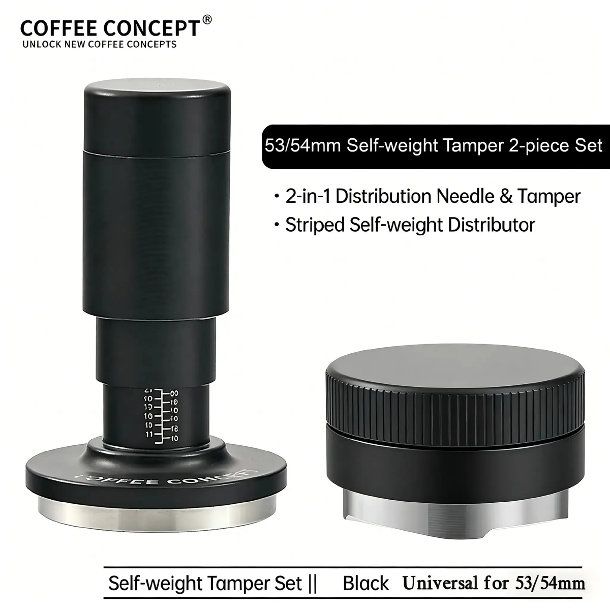 Self-weight gravity powder combination set - Black 53/54mm for 51mm, 53/54mm & 58mm machines