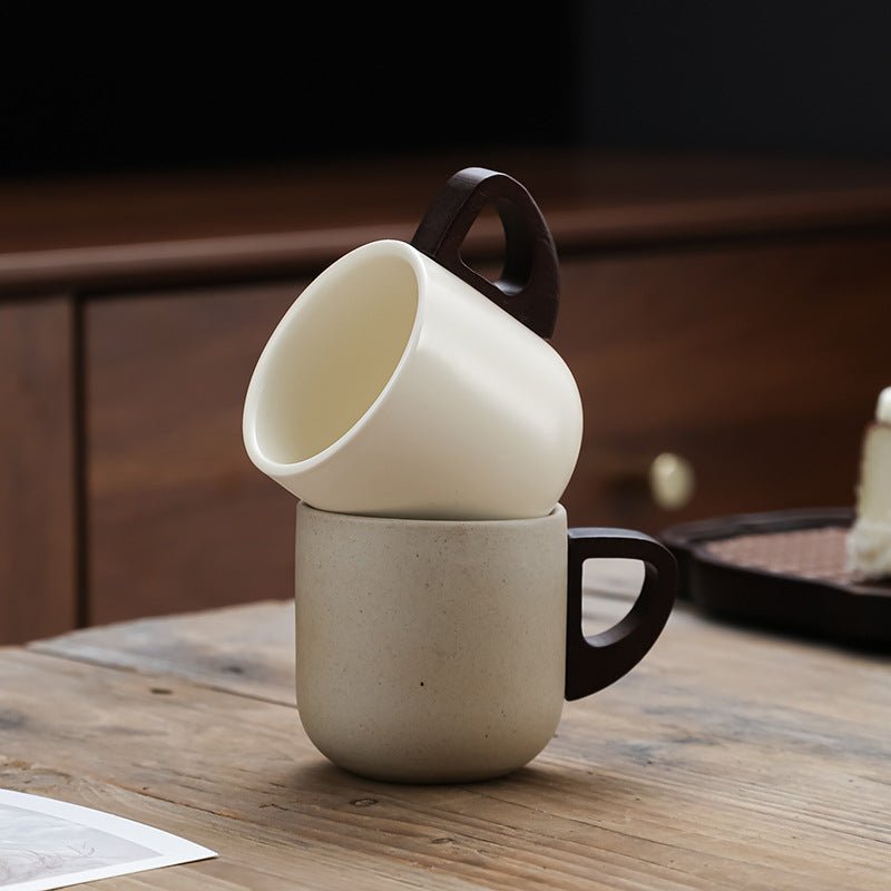 Handcrafted Ceramic Espresso Cup with Wooden Handle - Shop Coffee Hobby