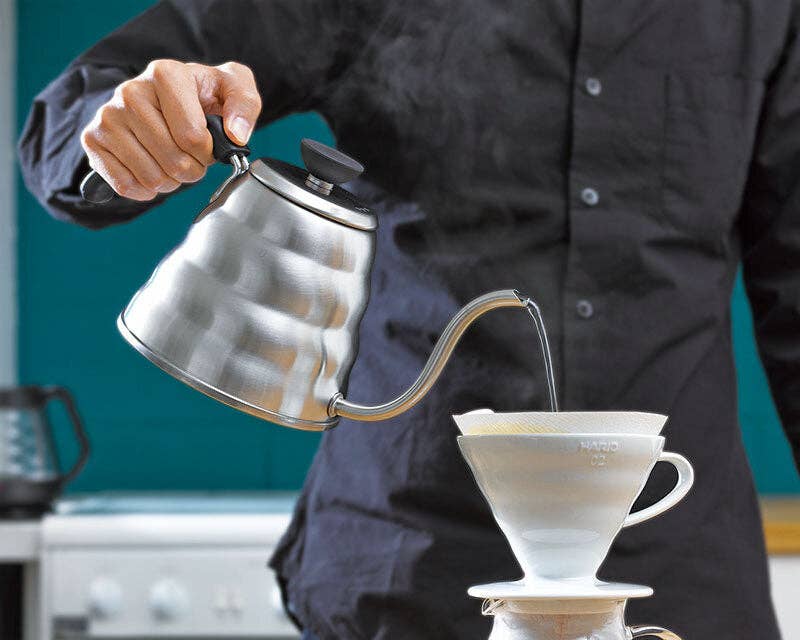 Hario - V60 "Buono" Drip Kettle 1 Liter - Silver - Shop Coffee Hobby