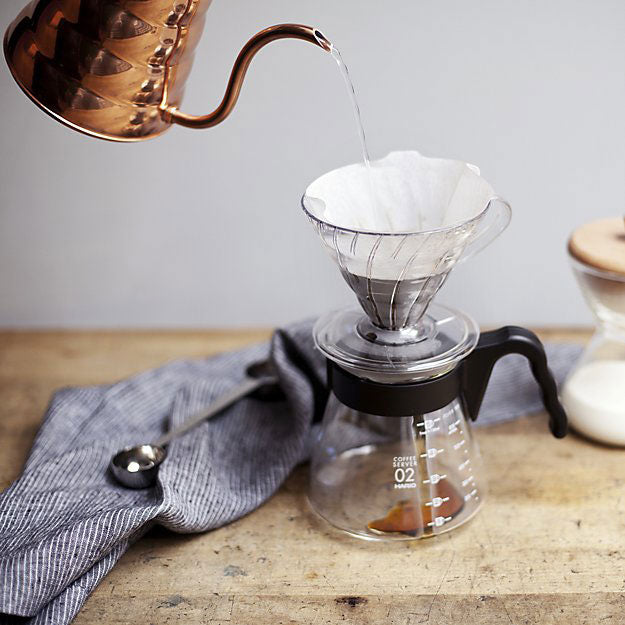 Clear Hario V60 Plastic Coffee Dripper 02 for pour-over brewing