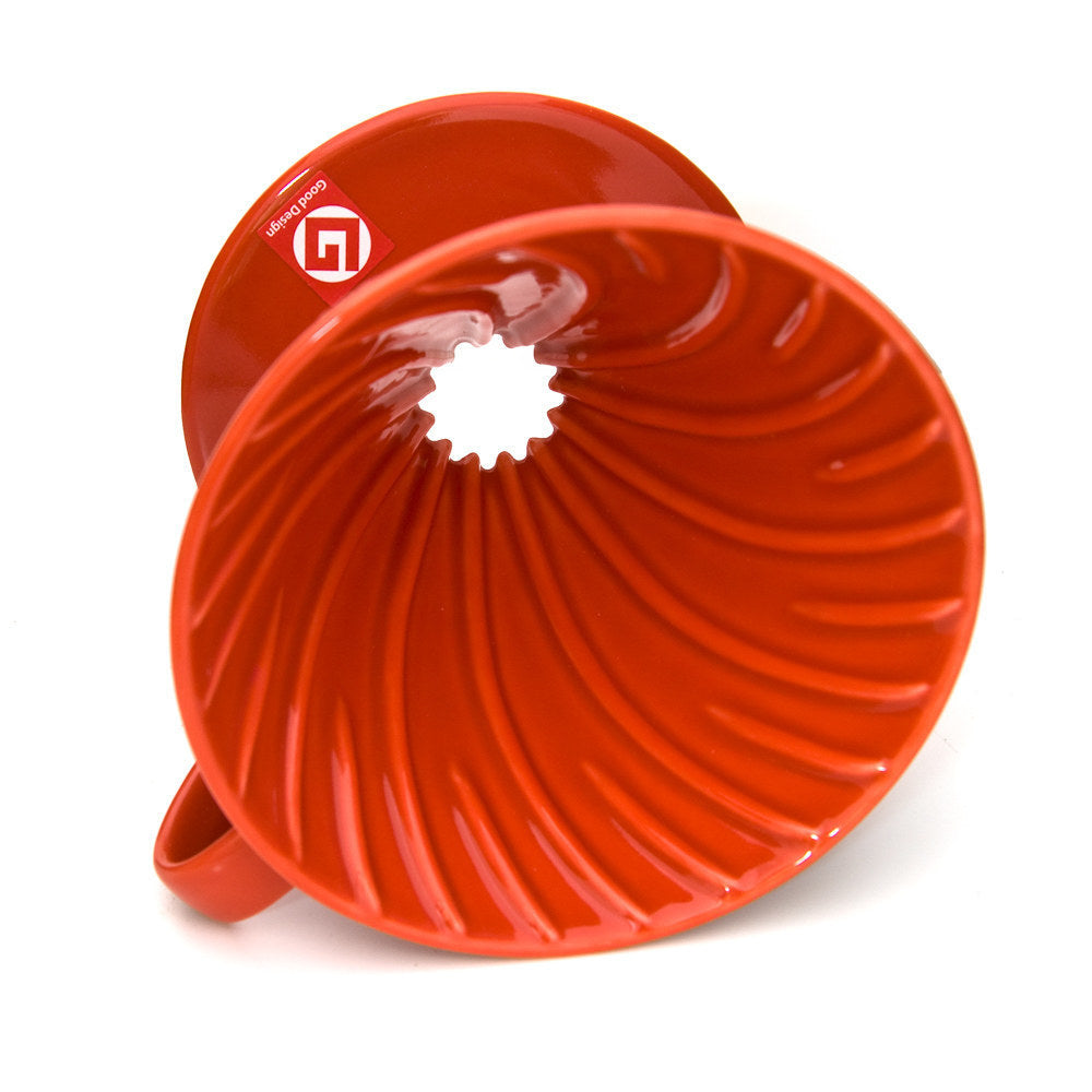 Red Hario V60 02 Ceramic Pour-Over Coffee Dripper