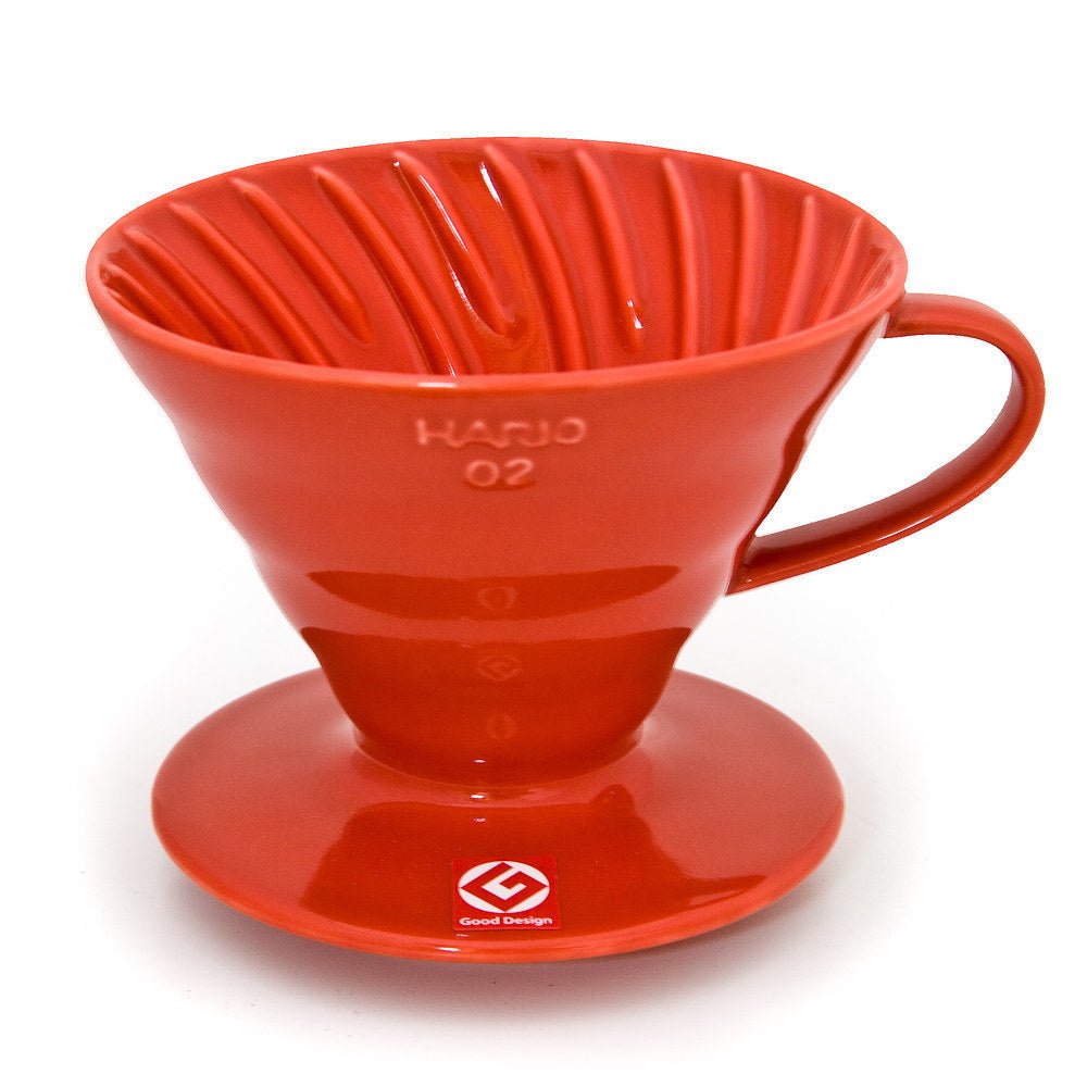 Red Hario V60 02 Ceramic Pour-Over Dripper