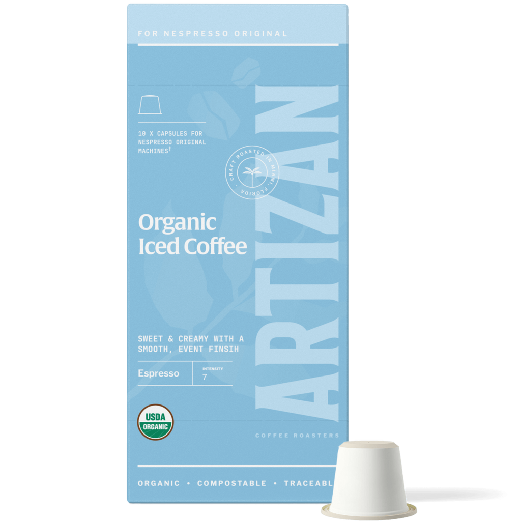 Artizan Coffee Roasters Organic Iced Coffee Espresso Capsules, 10-Pack for Nespresso Original