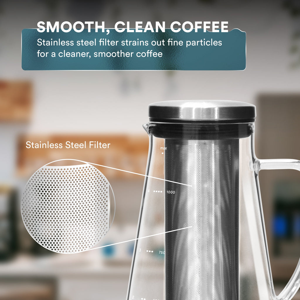 Ovalware Cold Brew Maker – 1.0L (34oz) & 1.5L (51oz) Borosilicate Coffee Brewer