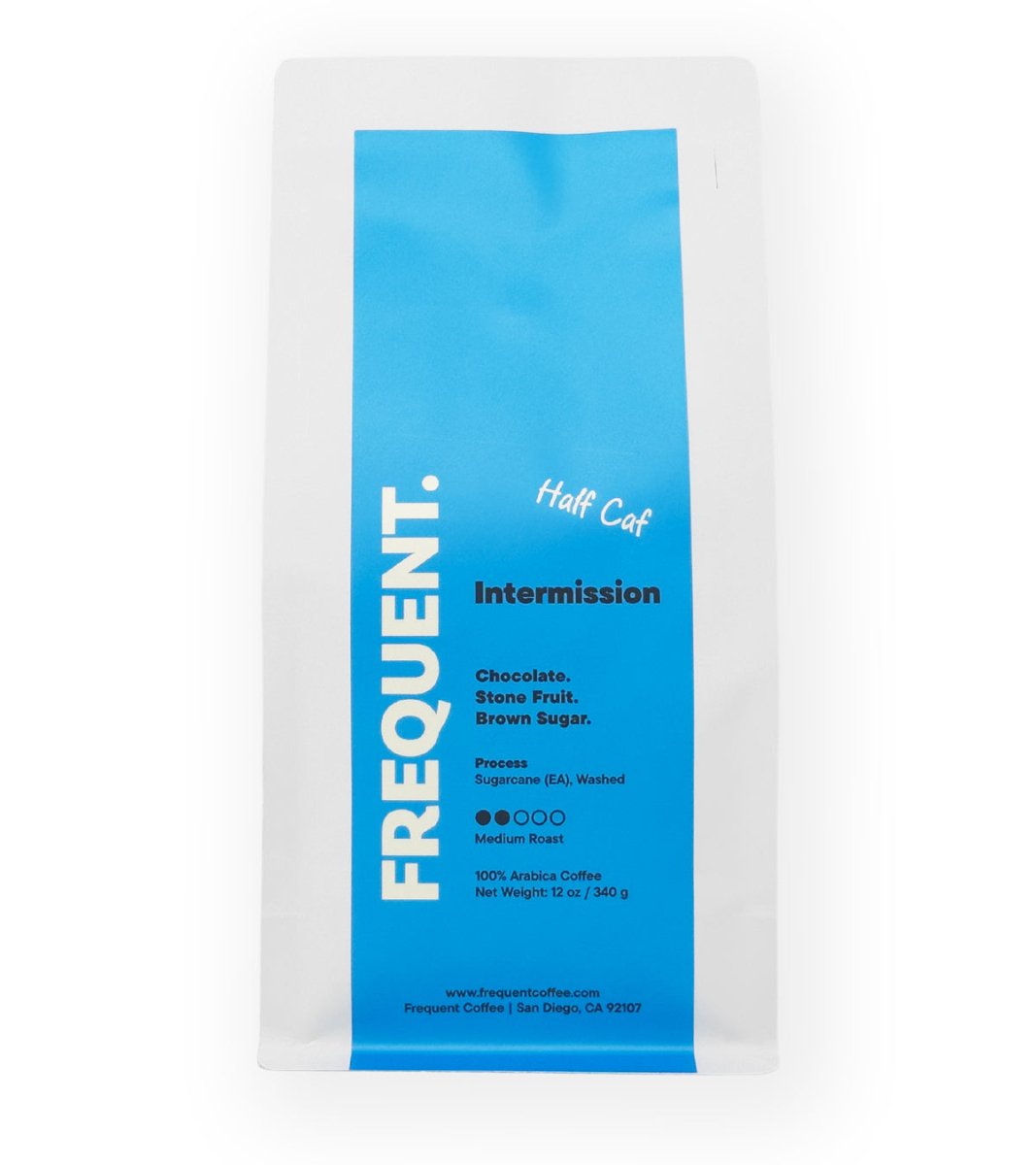 Frequent Coffee Intermission Half-Caf Medium Roast Whole Beans (12oz, 5lb)