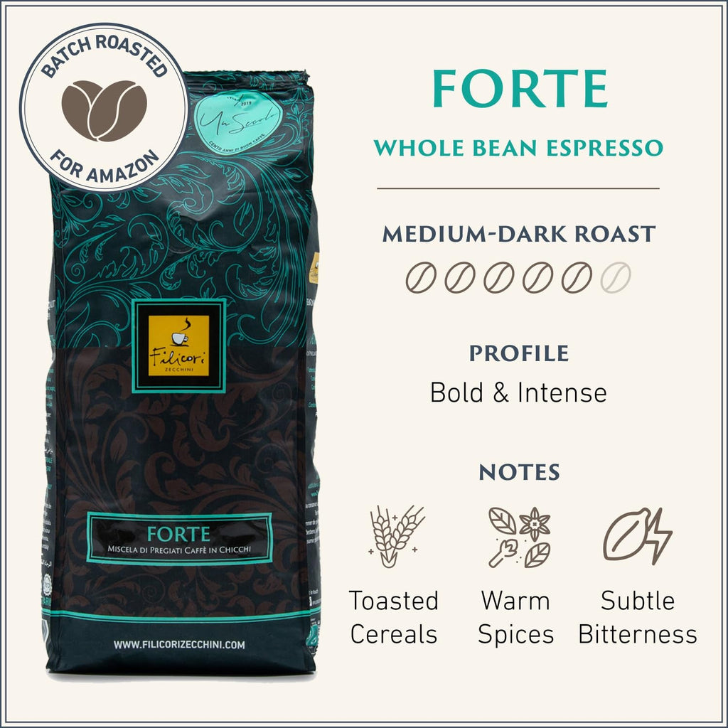 Italian Espresso Beans – Bold Dark Roast Arabica & Robusta Blend Italian Coffee Beans – Slow Roasted Whole Bean Coffee, Rich Flavors – Forte 2.2Lb Bag - Haynesworld General Goods