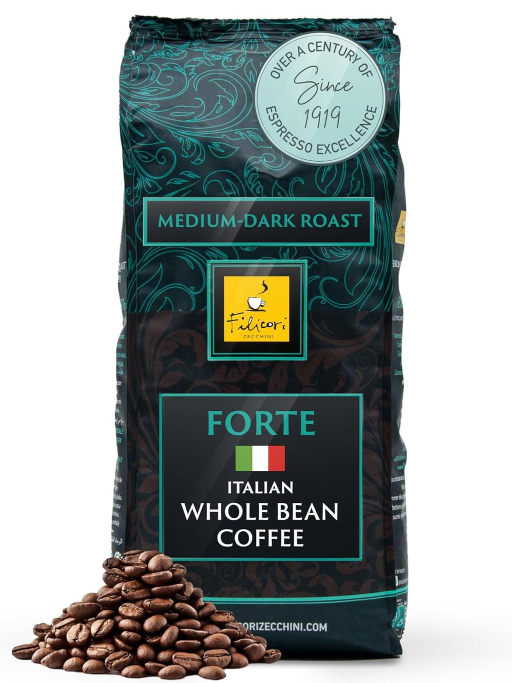 Italian Espresso Beans – Bold Dark Roast Arabica & Robusta Blend Italian Coffee Beans – Slow Roasted Whole Bean Coffee, Rich Flavors – Forte 2.2Lb Bag - Haynesworld General Goods