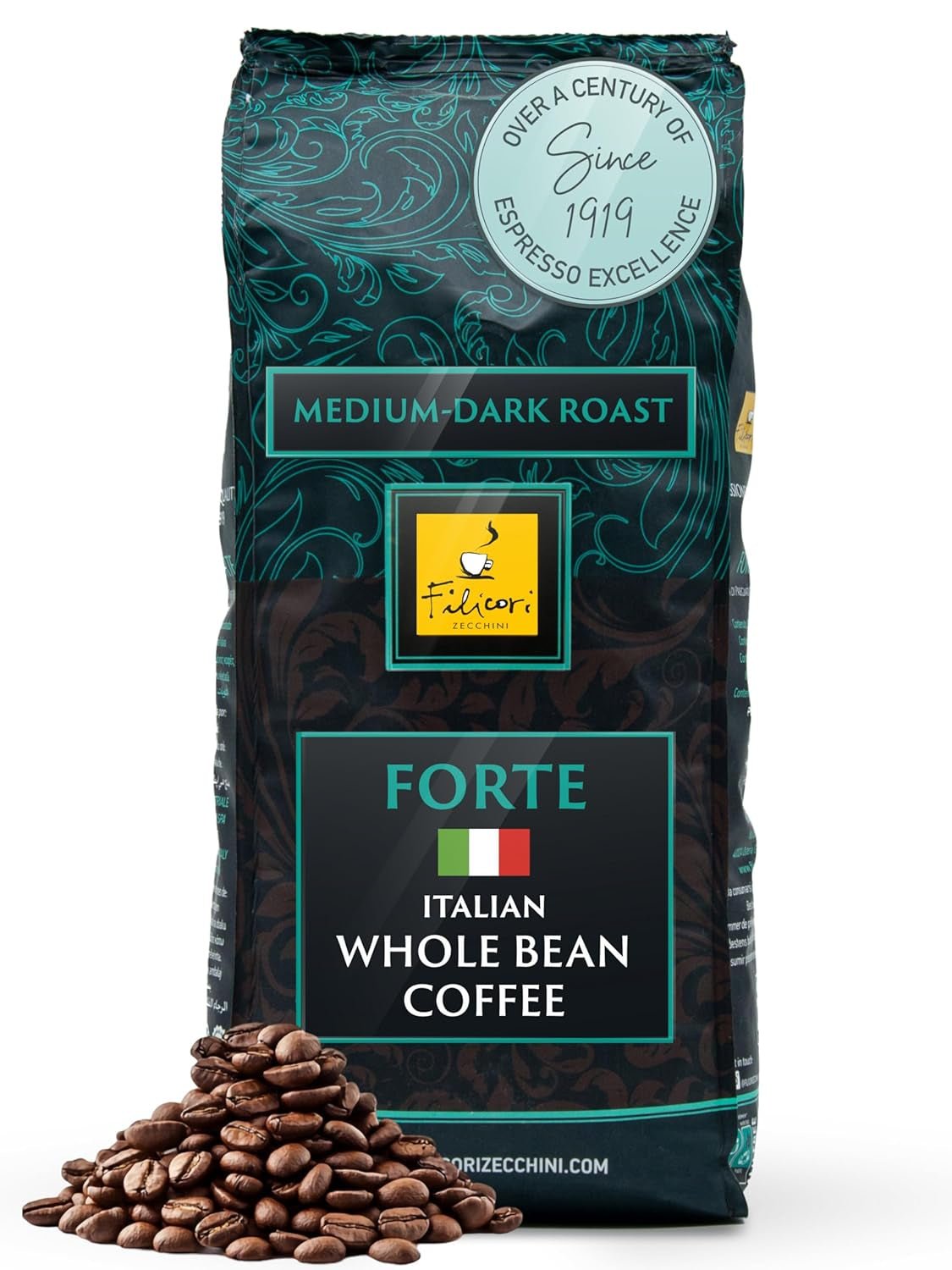Italian Espresso Beans – Bold Dark Roast Arabica & Robusta Blend Italian Coffee Beans – Slow Roasted Whole Bean Coffee, Rich Flavors – Forte 2.2Lb Bag - Haynesworld General Goods