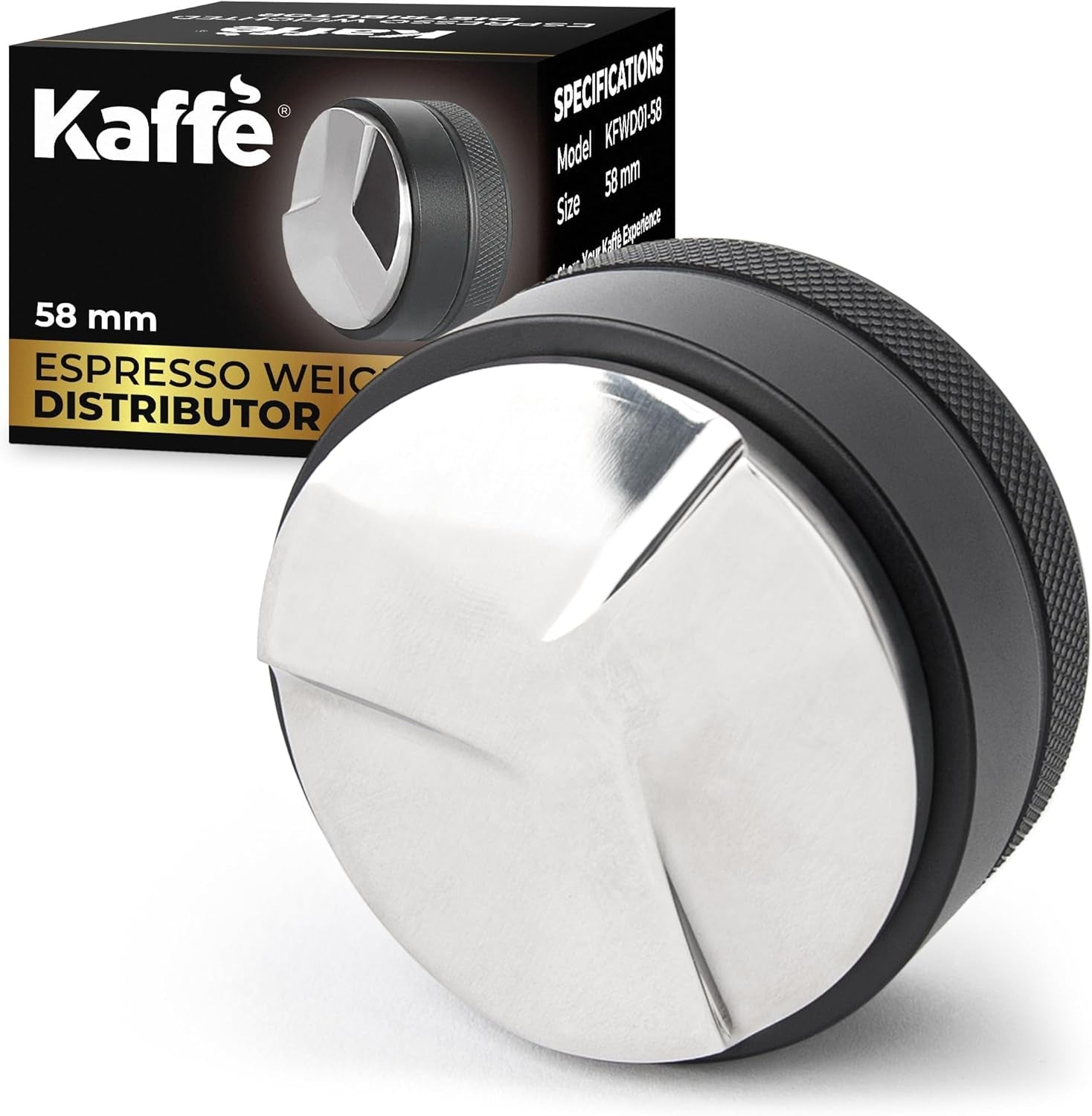 Kaffe 58Mm Coffee Distributor Tool W/Adjustable Depths - Stainless Steel Espresso Distribution Tool - Anti-Slip Handle - Premium Accessories for Baristas - WDT Tools - Coffee Gifts - Haynesworld General Goods