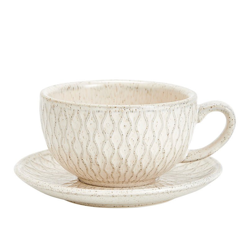 Kiln-Baked Embossed Ceramic Latte Cup, 330-370ml - Shop Coffee Hobby