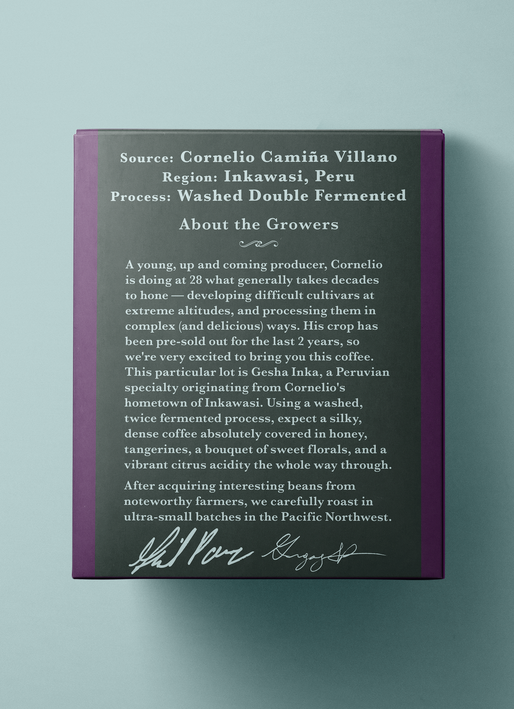 Peru - Gesha Inka -  SL9 -  Washed Double Fermented - Cornelio Camiña Villano