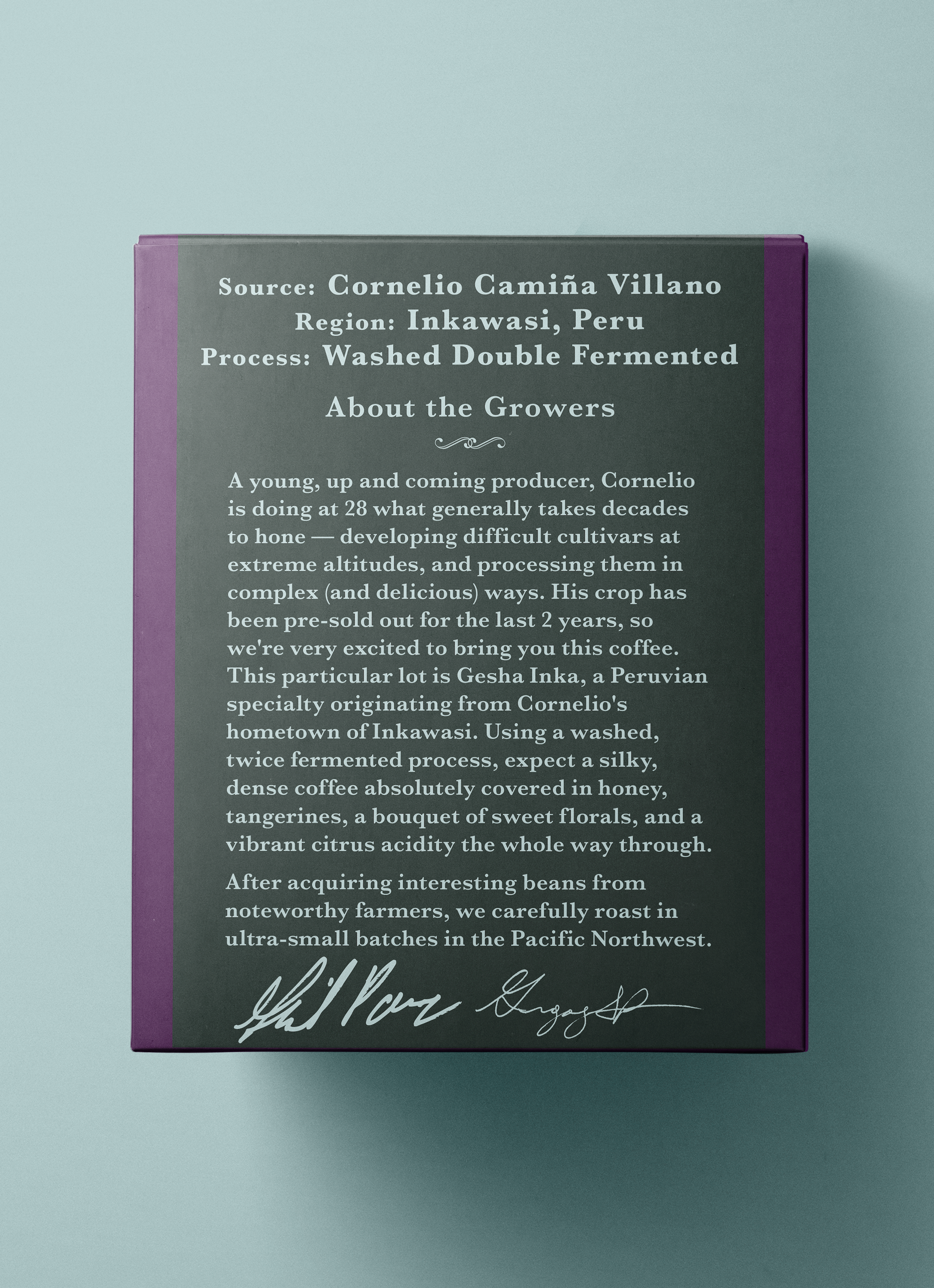 Peru - Gesha Inka -  SL9 -  Washed Double Fermented - Cornelio Camiña Villano