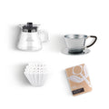 Kalita Wave 155 Pour Over Kit – Stainless Steel Dripper, 300ml Glass Server & Filters