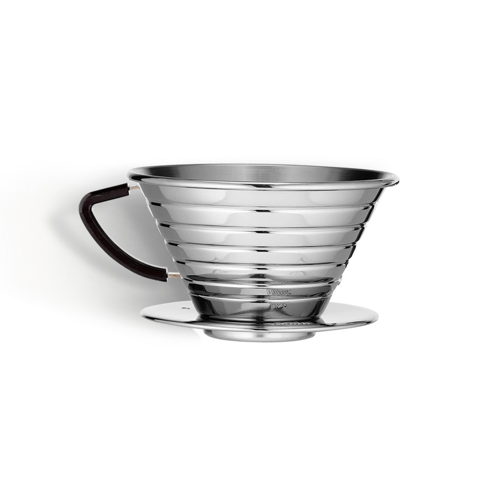 Kalita Wave 185 Pour Over Kit – Stainless Steel Dripper, Glass Server & Filters