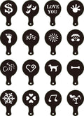Latte Art Stencil Set, 16-Piece Round Coffee Spray Molds - Shop Coffee Hobby