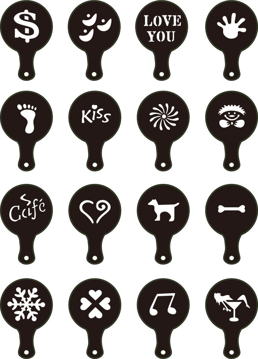Latte Art Stencil Set, 16-Piece Round Coffee Spray Molds - Shop Coffee Hobby