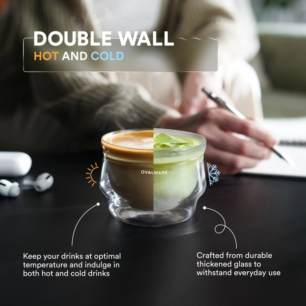 Latte Master Double‑Wall Glass – 250ml / 8.5oz (Set of 2) – Clear, Frost White, Stealth Gray - Shop Coffee Hobby