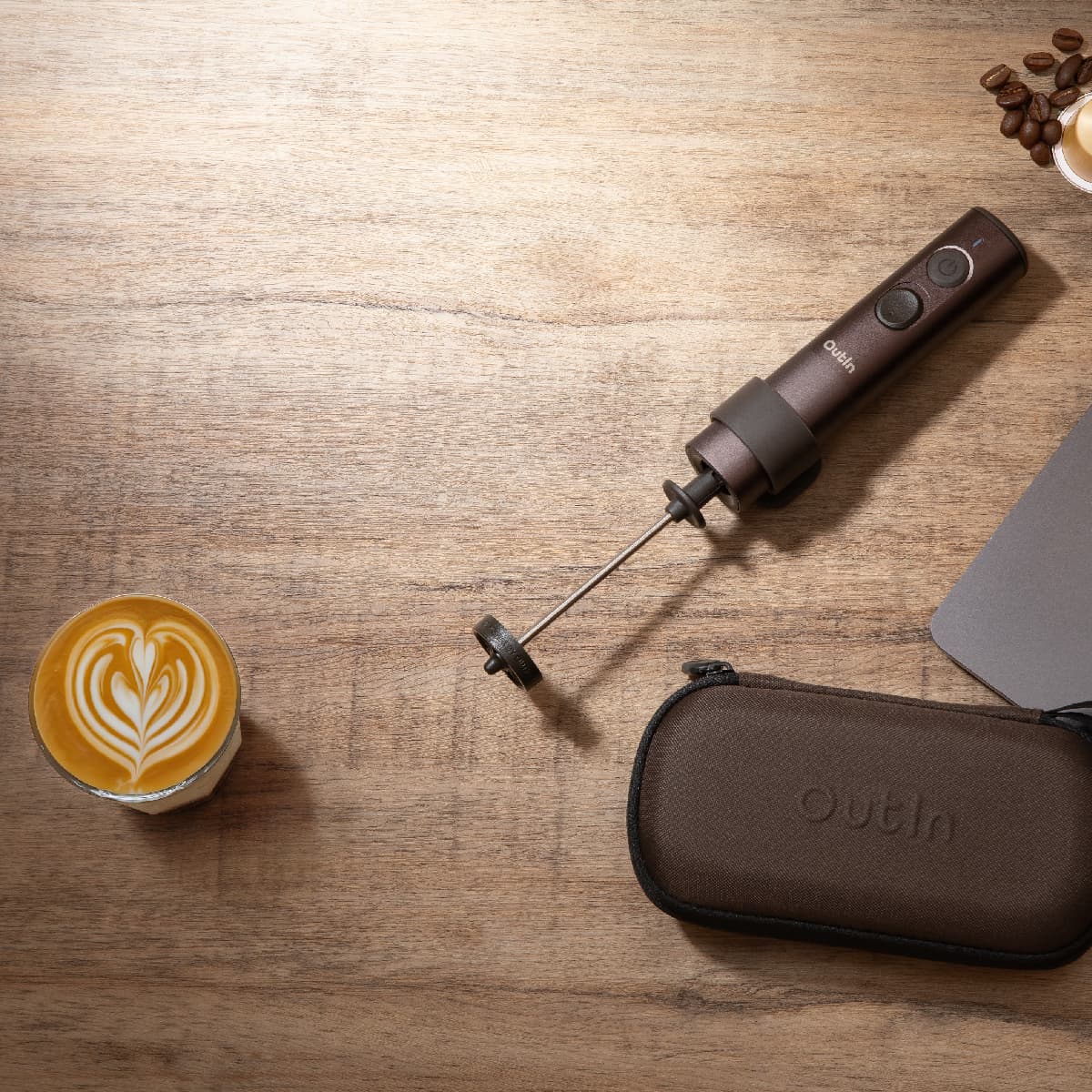 OutIn LattoGo Handheld Milk Frother for Latte Art
