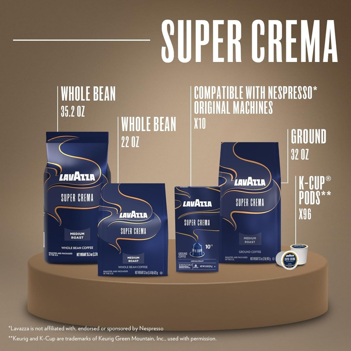 Lavazza Super Crema Whole Bean Coffee – Medium Espresso Roast, 22 oz Bag - Shop Coffee Hobby