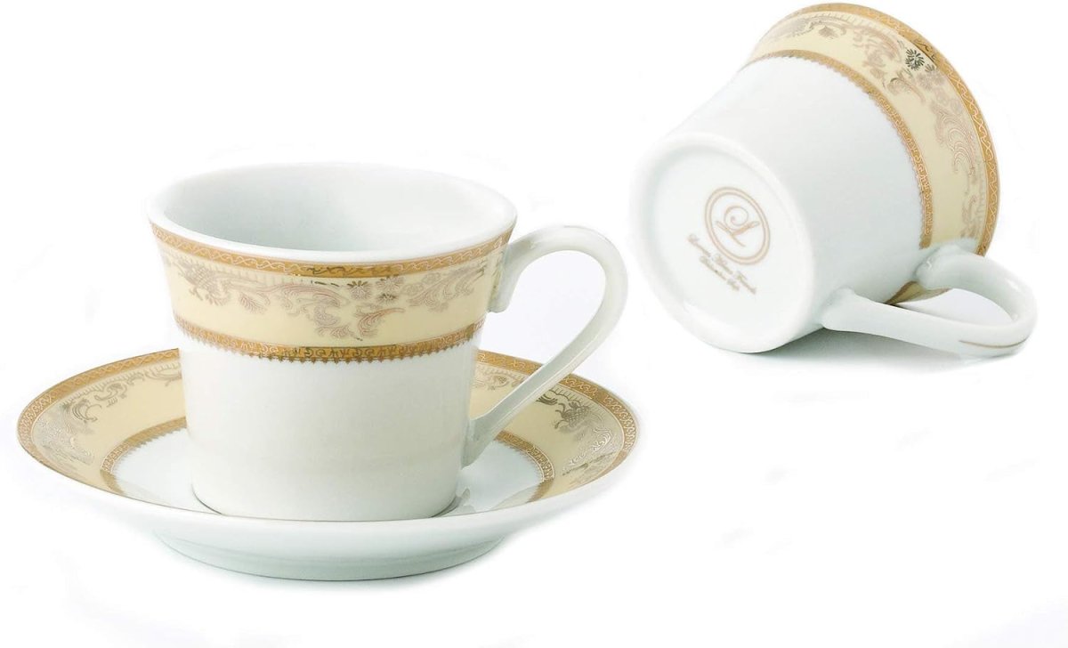 Lorren Home 2Oz Espresso Cup Set Service for 6, Gold Floral - Shop Coffee Hobby