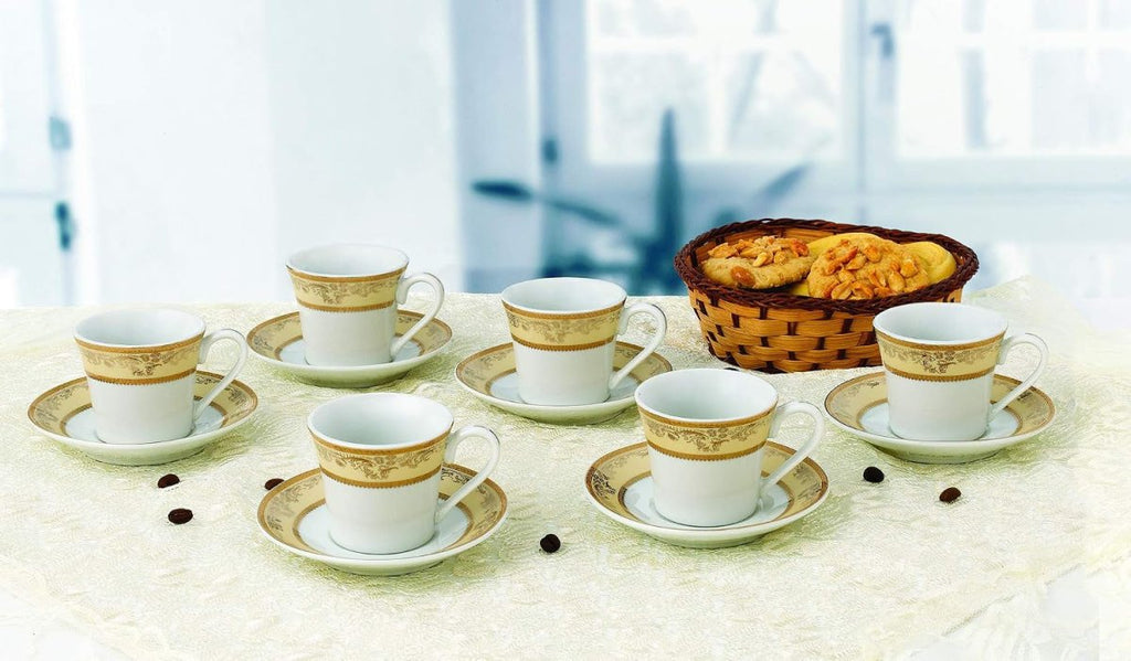 Lorren Home 2Oz Espresso Cup Set Service for 6, Gold Floral - Shop Coffee Hobby