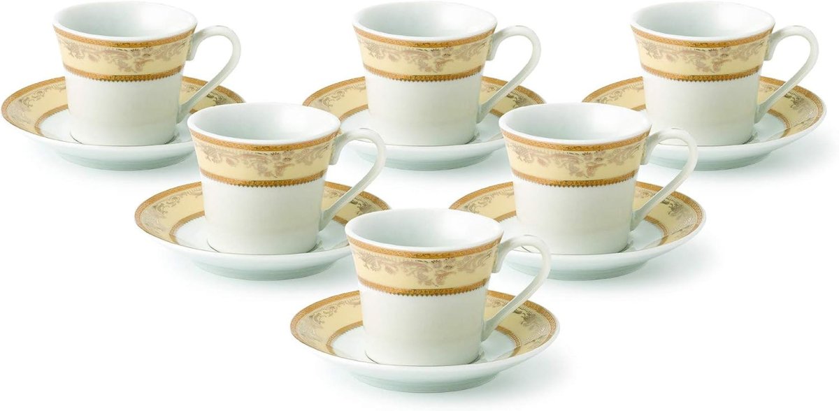 Lorren Home 2Oz Espresso Cup Set Service for 6, Gold Floral - Shop Coffee Hobby