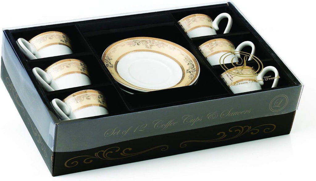 Lorren Home 2Oz Espresso Cup Set Service for 6, Gold Floral - Shop Coffee Hobby