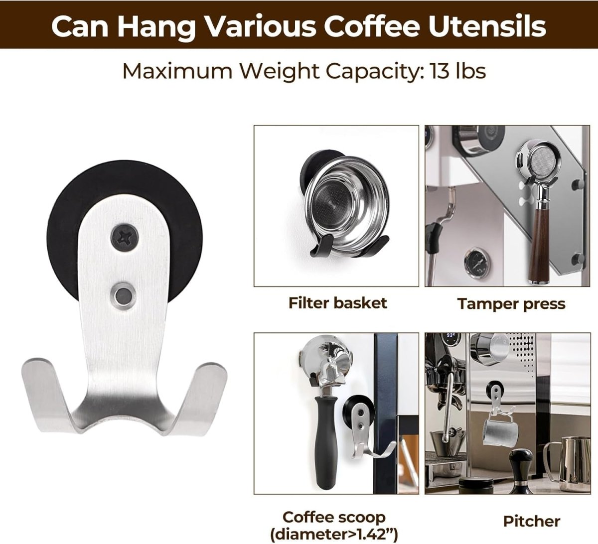 Magnetic Portafilter & Tamper Holder, 2-Pack – Fits 51/53/58mm, Compatible with Breville (Silver) - Shop Coffee Hobby