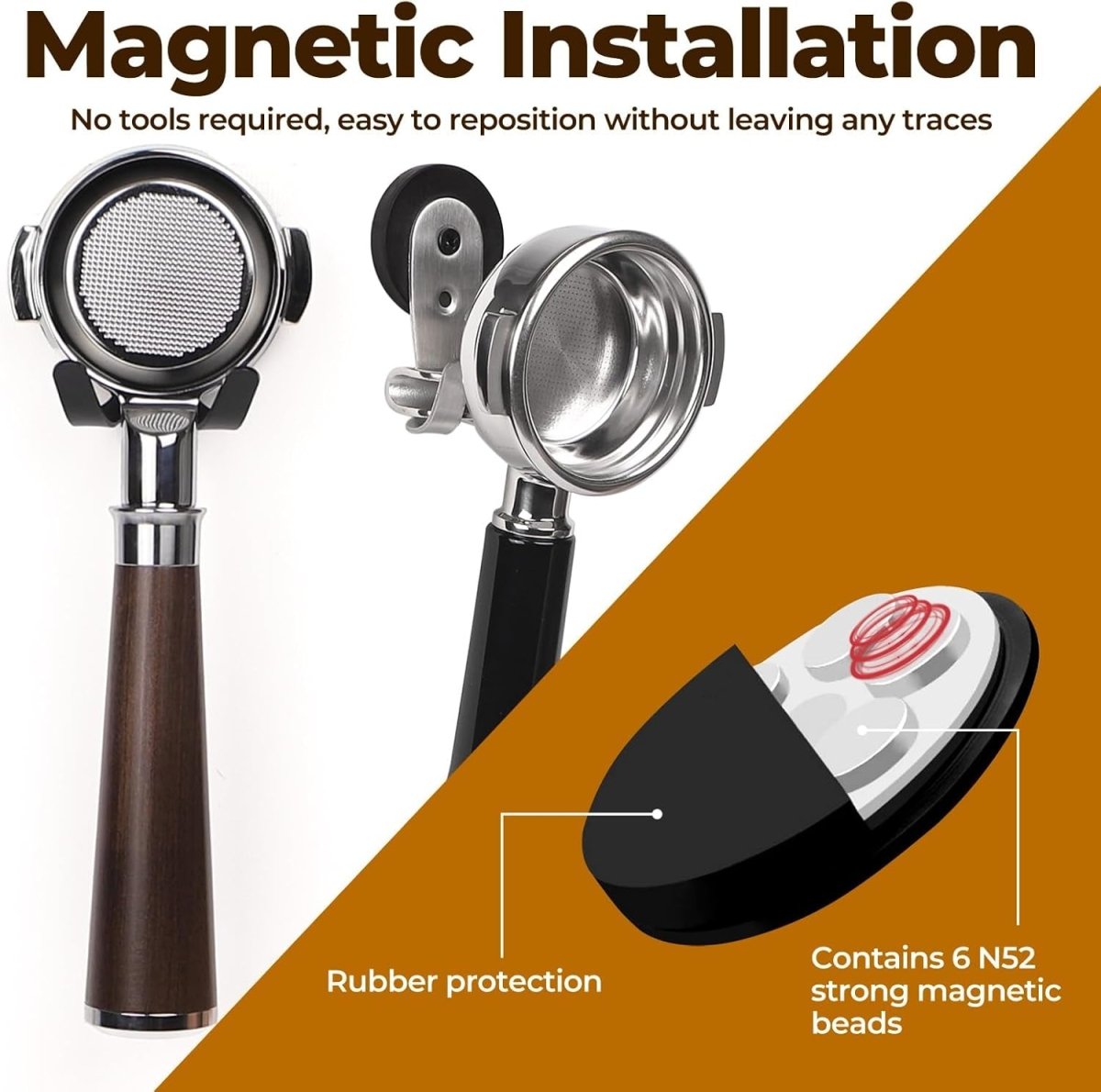 Magnetic Portafilter & Tamper Holder, 2-Pack – Fits 51/53/58mm, Compatible with Breville (Silver) - Shop Coffee Hobby