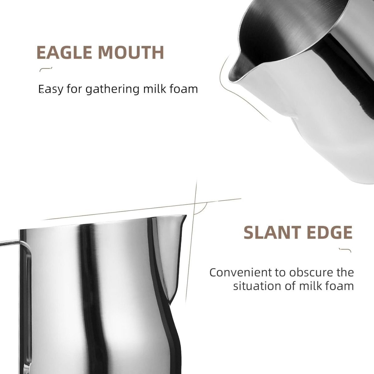 Milk Frothing Pitcher 450Ml/15.2Oz Milk Frother Cup Espresso Steaming Pitcher Stainless Steel Milk Frother Cup Barista Latte Art round Spout Milk Jug P6001S - Shop Coffee Hobby