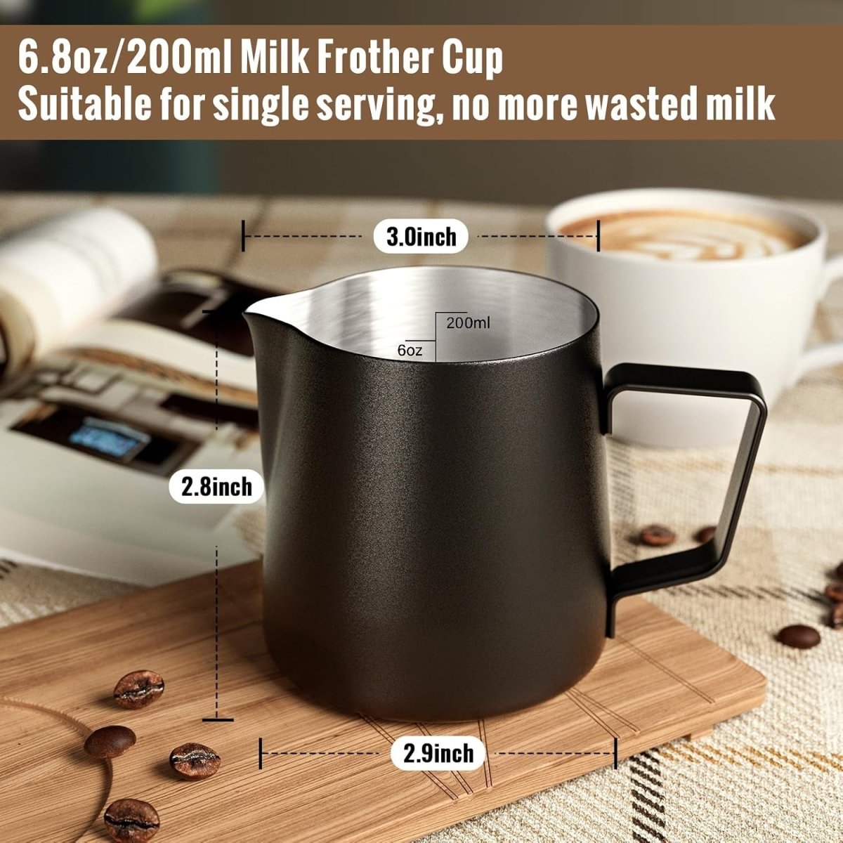 Milk Frothing Pitcher, Stainless Steel Espresso Latte Steaming Pitcher - Shop Coffee Hobby