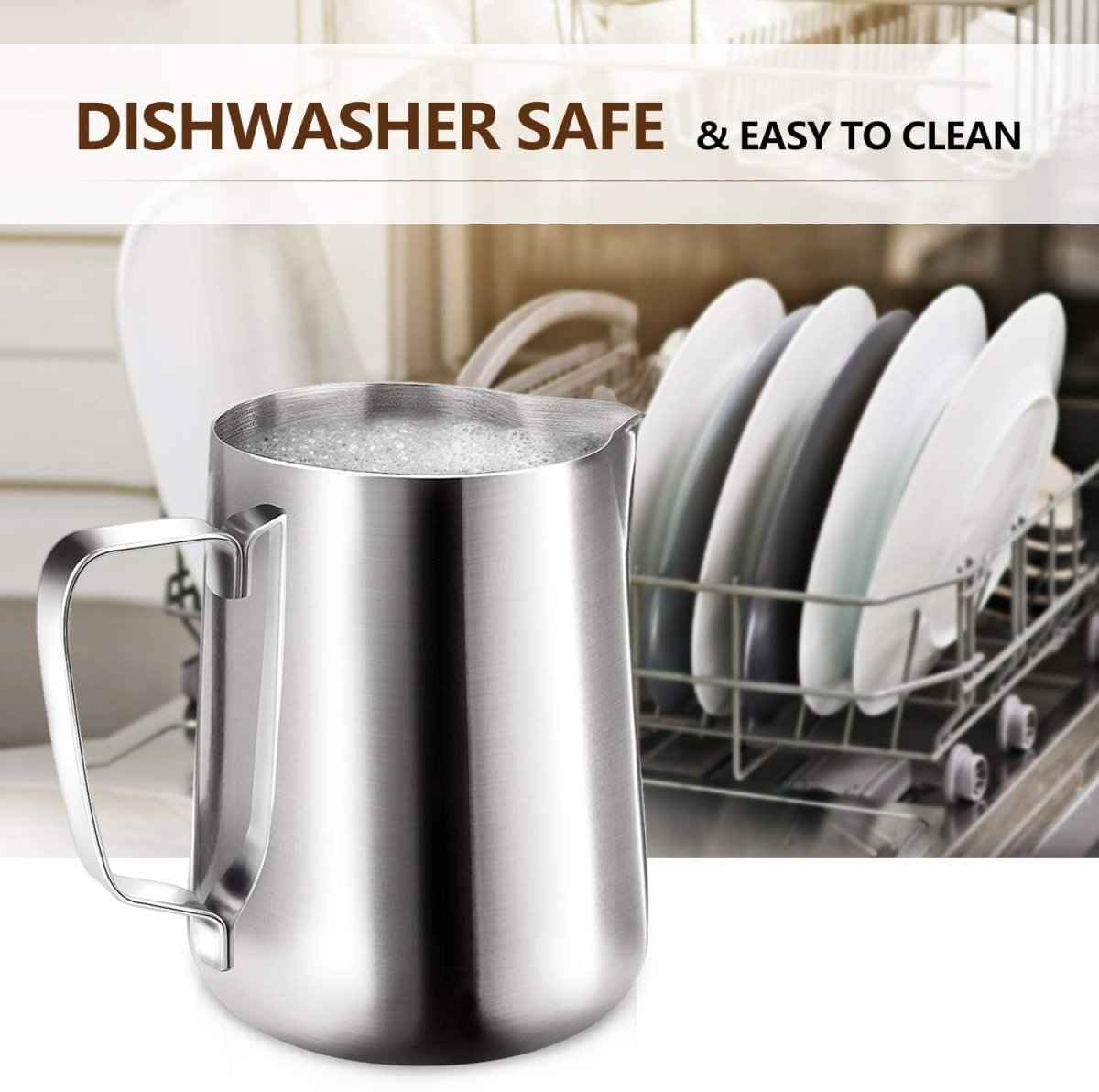 Milk Frothing Pitcher, Stainless Steel Steaming Pitcher for Espresso Machine, Cappuccino, Latte Art - Shop Coffee Hobby