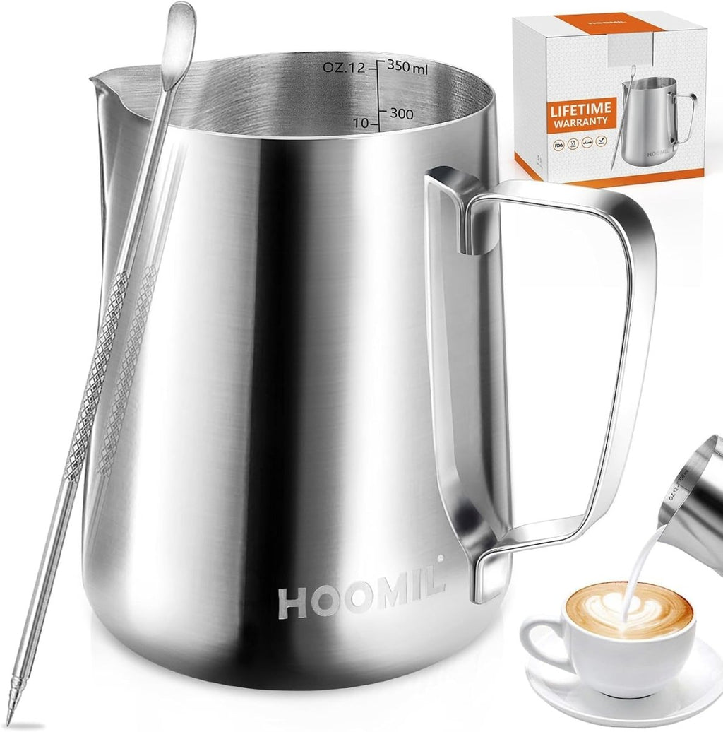 Milk Frothing Pitcher, Stainless Steel Steaming Pitcher for Espresso Machine, Cappuccino, Latte Art - Shop Coffee Hobby
