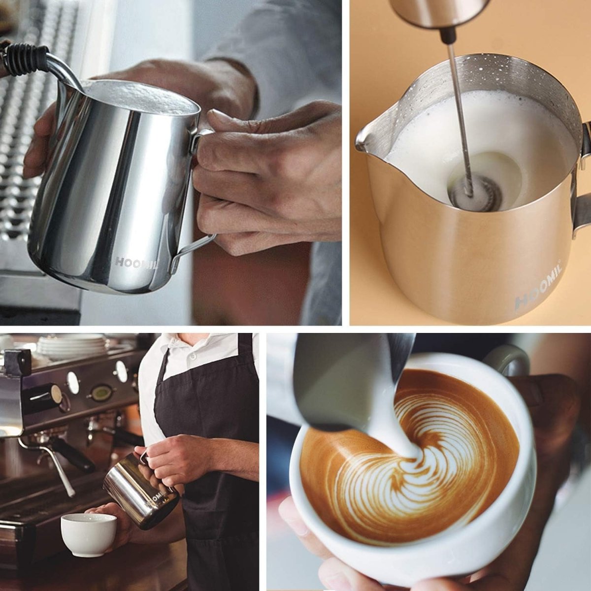Milk Frothing Pitcher, Stainless Steel Steaming Pitcher for Espresso Machine, Cappuccino, Latte Art - Shop Coffee Hobby