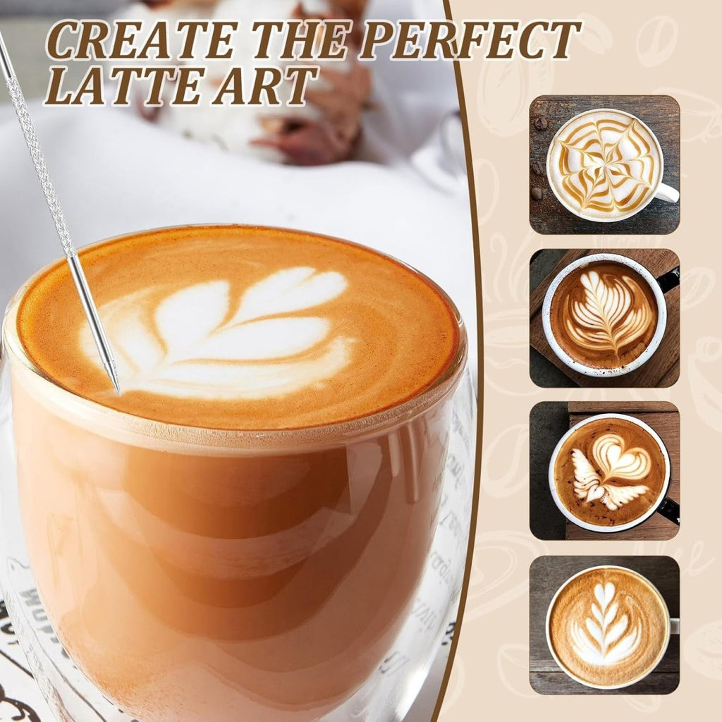 Milk Frothing Pitcher with Coffee Art Pen, 304 Stainless Steel Barista Espresso Pitcher for Latte Art - Shop Coffee Hobby