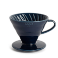 Navy Hario V60 dripper centered on a clean white background