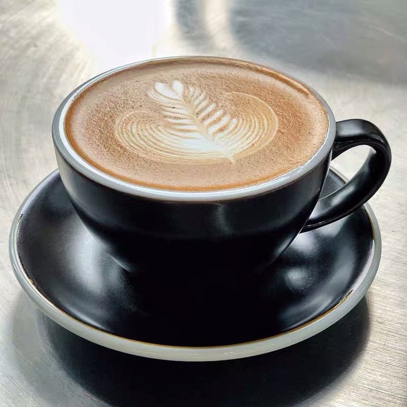 Nordic-Style Ceramic Cappuccino Cup & Saucer Set, 300ml - Shop Coffee Hobby