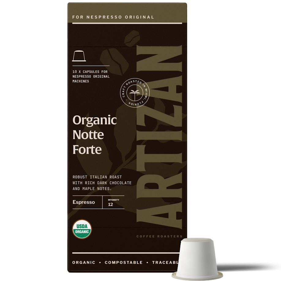Artizan Organic Notte Forte Espresso Capsules – 10 Count | Nespresso Compatible