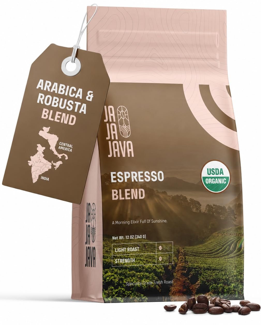 Organic Espresso Beans, Light Roast Whole Bean Coffee, Espresso Blend for Espresso Machine, Specialty Grade Arabica, USDA Organic, Fresh Roasted, 12 Oz - Haynesworld General Goods
