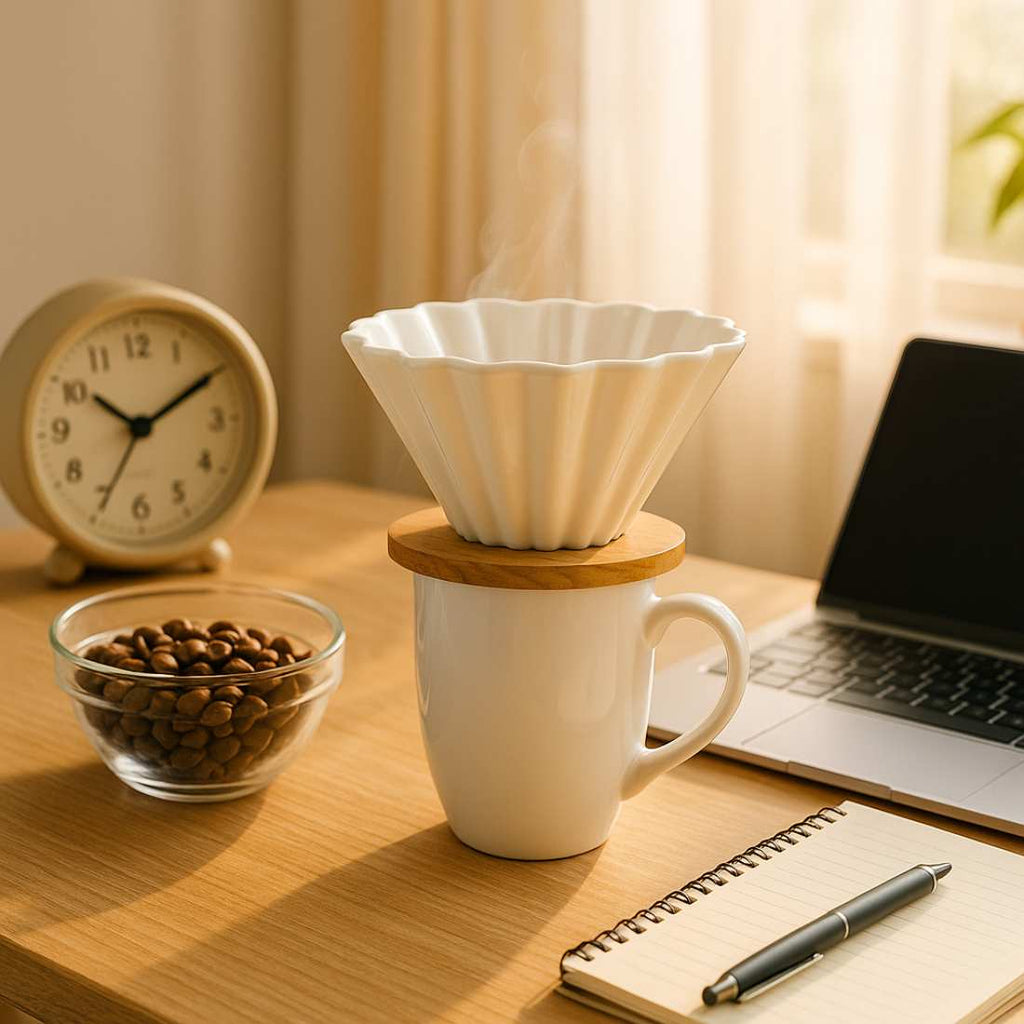 Green to Mean Coffee Origami Pour-Over – Ceramic Dripper with Wooden Base