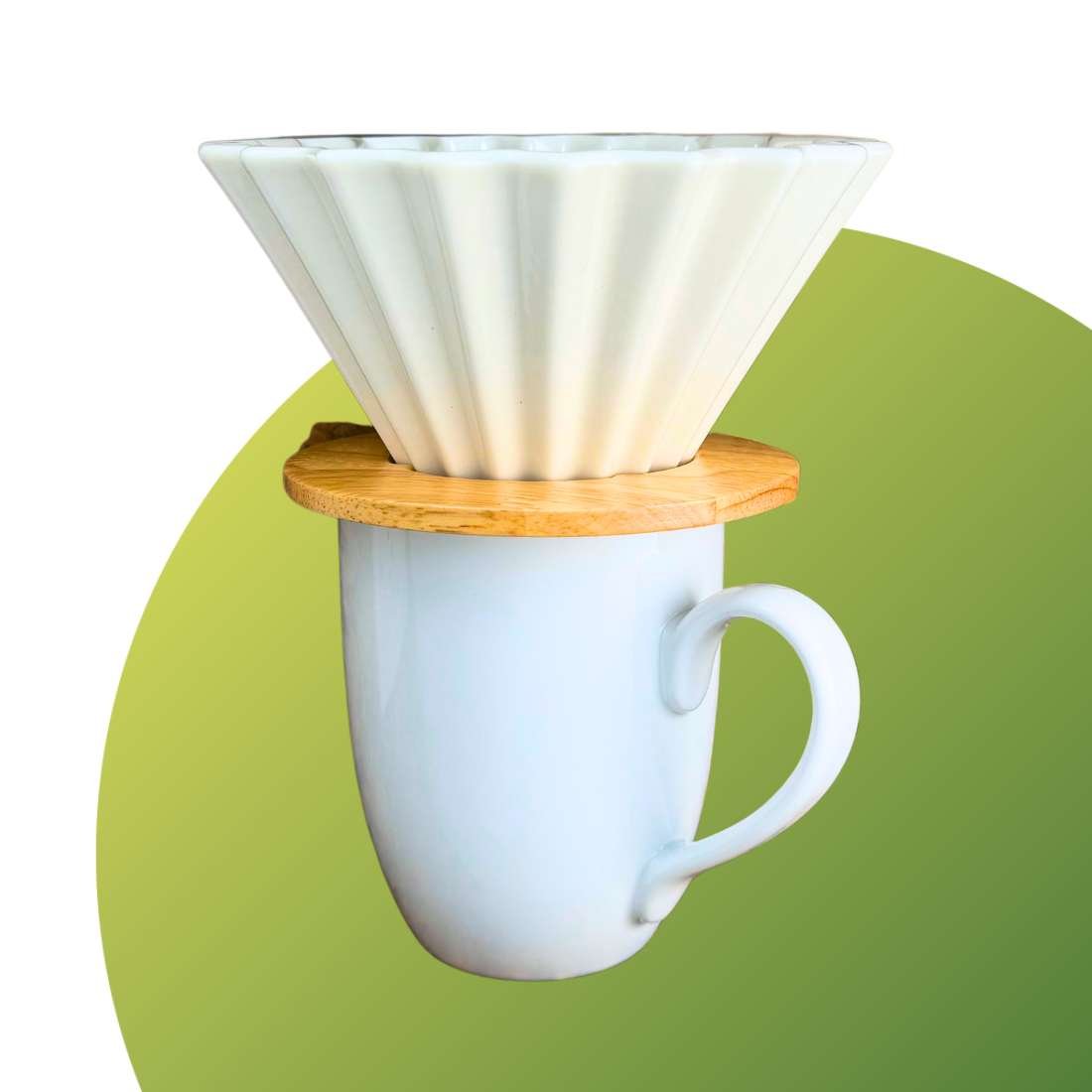 Green to Mean Coffee Origami Pour-Over – Ceramic Dripper with Wooden Base