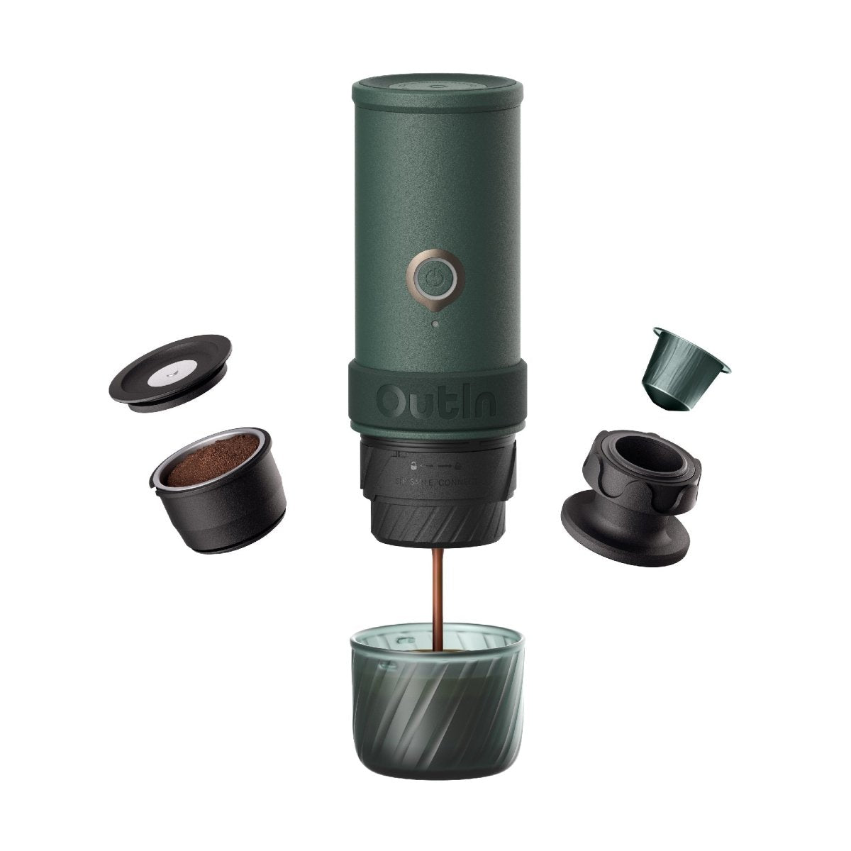 OutIn Mino Pocket-Size Electric Espresso Maker in Moss Green
