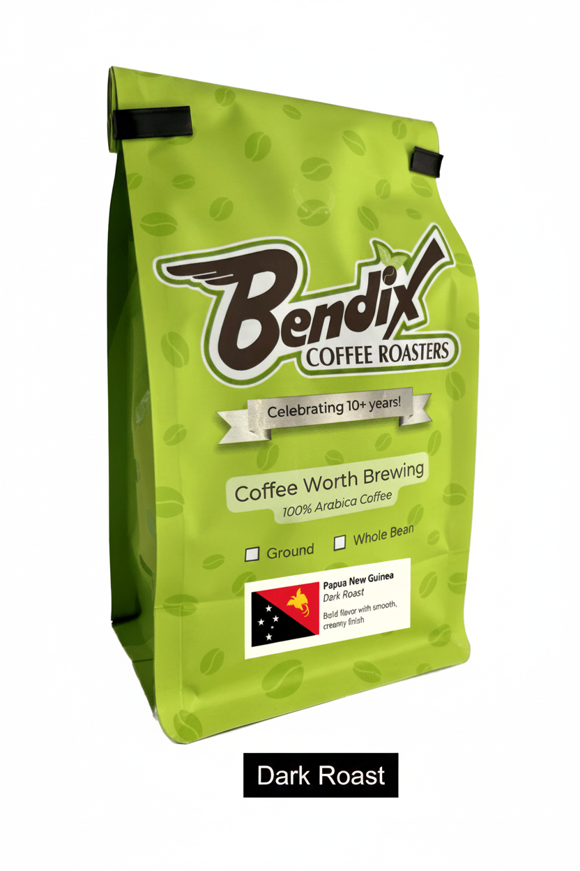 Papua New Guinea Dark Roast Coffee – Fair Trade Organic | Bendix Coffee Roasters - Shop Coffee Hobby