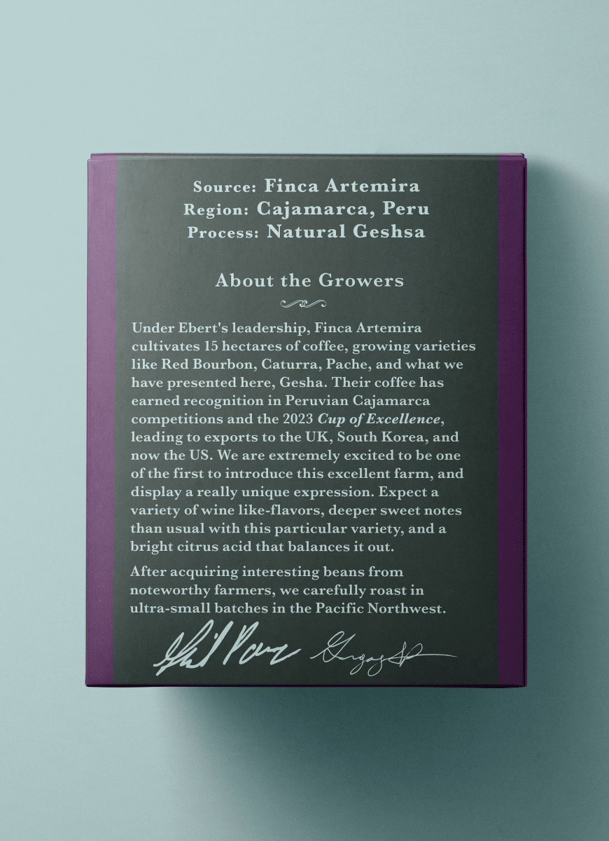 Peru - Gesha - Natural - Finca Artemis - Ebert Huaman Villegas - Shop Coffee Hobby