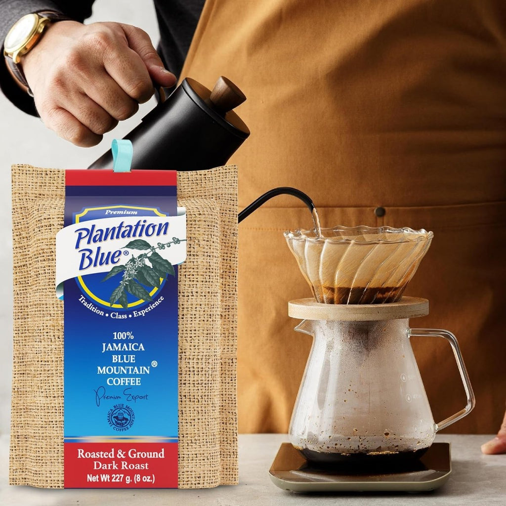 Plantation Blue 100% Jamaica Blue Mountain Coffee - Dark Roast - 8oz Ground - Shop Coffee Hobby