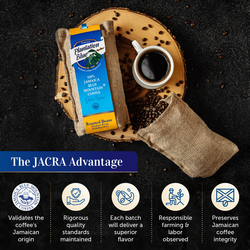 Plantation Blue 100% Jamaica Blue Mountain Premium Coffee (16 oz - medium roasted whole beans) - Haynesworld General Goods