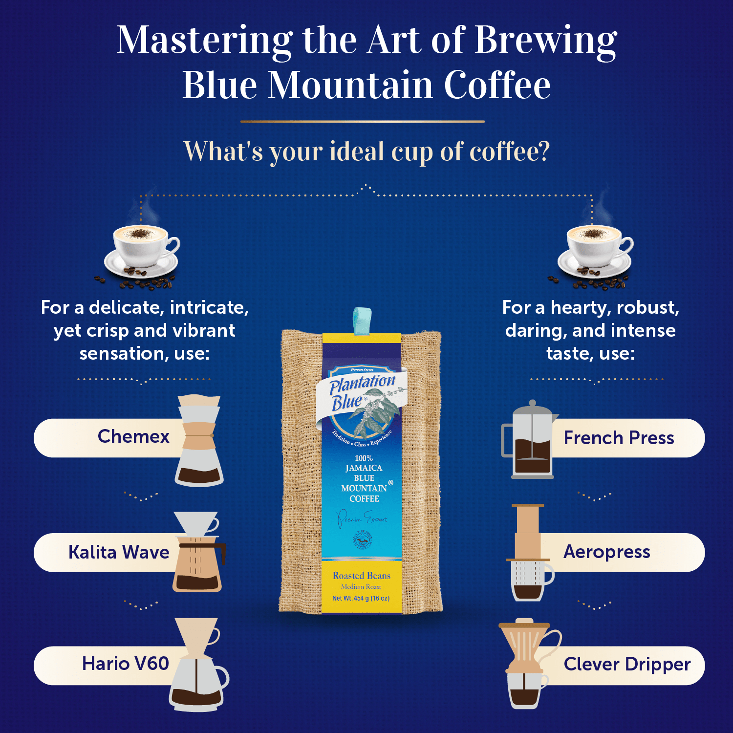 Plantation Blue 100% Jamaica Blue Mountain Premium Coffee (16 oz - medium roasted whole beans) - Haynesworld General Goods