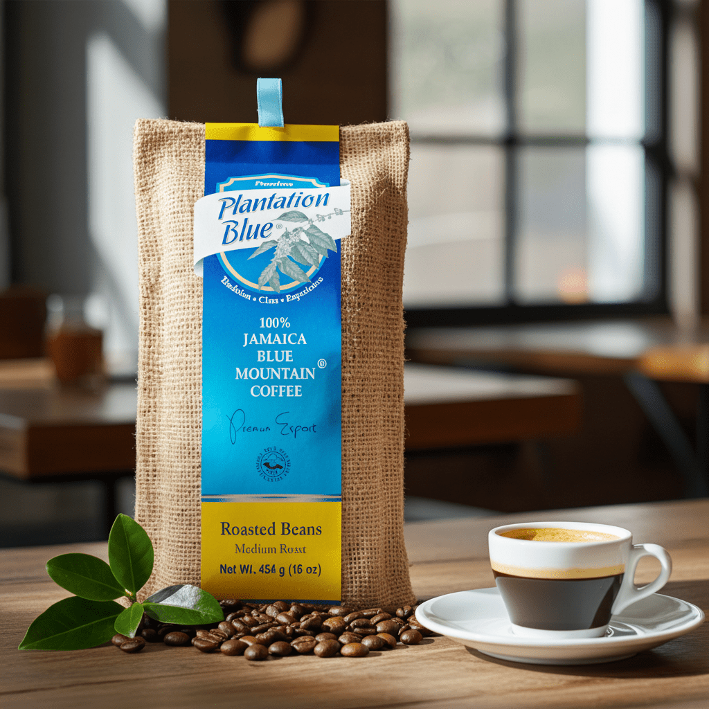 Plantation Blue 100% Jamaica Blue Mountain Premium Coffee (16 oz - medium roasted whole beans) - Haynesworld General Goods