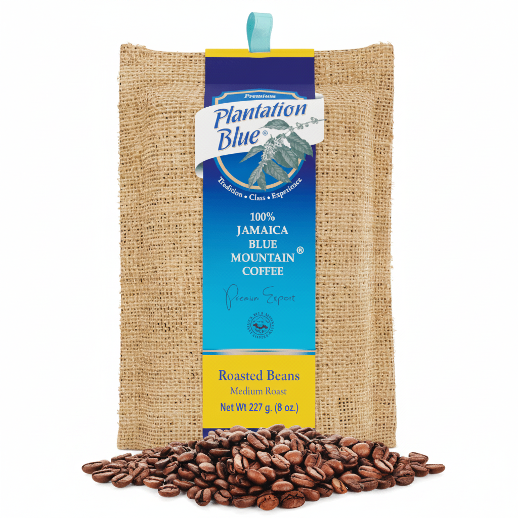 Plantation Blue 100% Jamaica Blue Mountain Premium Coffee (8oz - medium roasted whole beans) - Shop Coffee Hobby