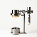 Pneumatic espresso machine on a bright white studio background